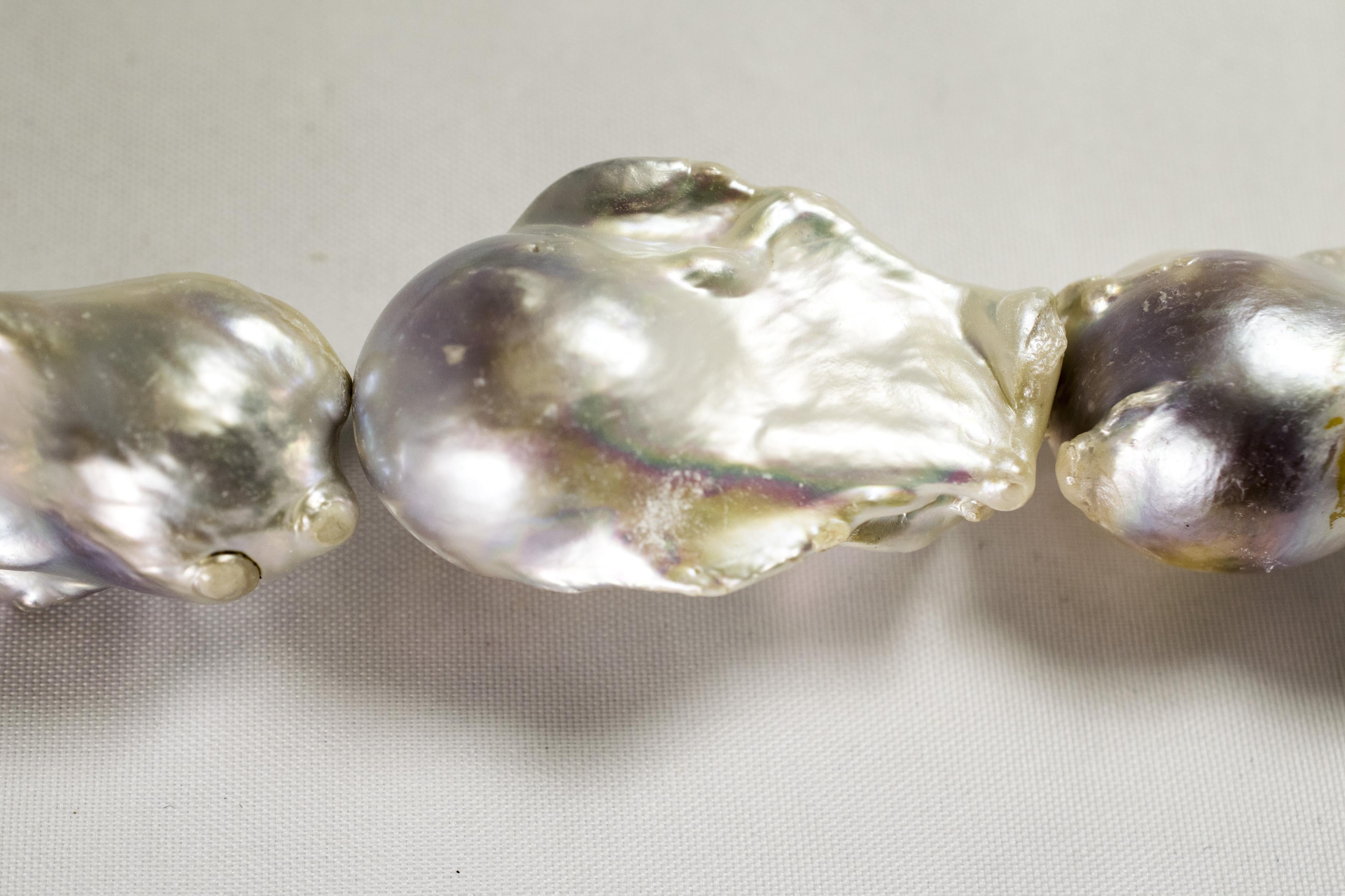 Barockperlenstrang 30x40 mm weiss